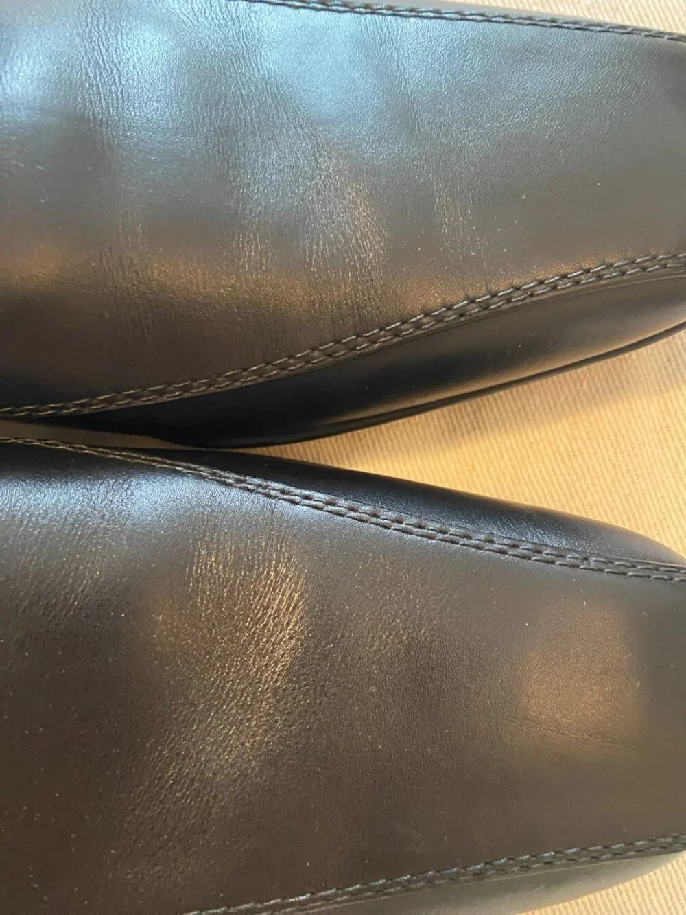 Prada Linea Rossa Black Leather Rubber Sole Loafers Size 11